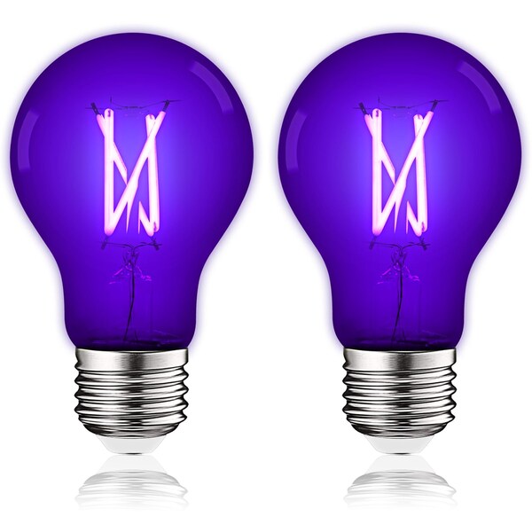 Luxrite A19 LED Edison Black Light Bulb 6W UVA397-407nm Enclosed Fixture Rated E26 Base, 2PK LR21729-2PK - main